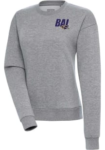 Antigua Baltimore Ravens Womens Grey Victory Crew Sweatshirt