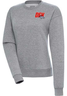 Antigua Denver Broncos Womens Grey Victory Crew Sweatshirt