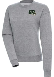 Antigua Green Bay Packers Womens Grey Chainstitch Victory Crew Sweatshirt