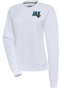 Antigua Jacksonville Jaguars Womens White Victory Crew Sweatshirt