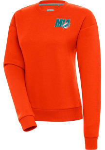 Antigua Miami Dolphins Womens Orange Victory Crew Sweatshirt