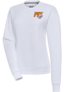 Antigua Pittsburgh Steelers Womens White Victory Crew Sweatshirt