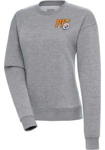 Antigua Pittsburgh Steelers Womens Grey Victory Crew Sweatshirt