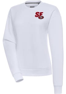 Antigua San Francisco 49ers Womens White Victory Crew Sweatshirt