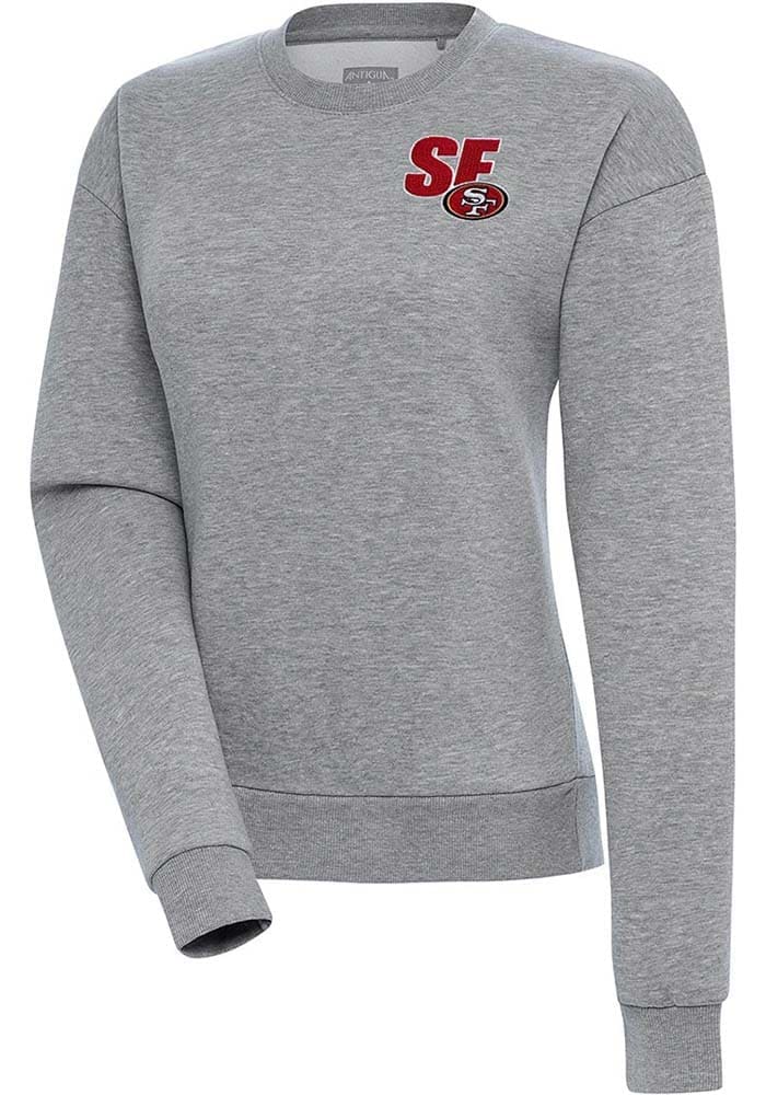 Antigua San Francisco 49ers Women's Grey Victory Crew Sweatshirt, Grey, 65% Cotton / 35% POLYESTER, Size M, Rally House