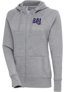 Antigua Baltimore Ravens Womens Grey Victory Long Sleeve Full Zip Jacket