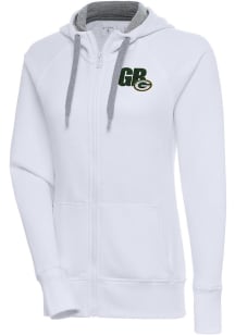 Antigua Green Bay Packers Womens White Victory Long Sleeve Full Zip Jacket