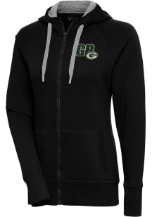 Antigua Green Bay Packers Womens Black Chainstitch Victory Long Sleeve Full Zip Jacket