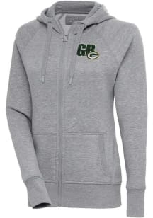 Antigua Green Bay Packers Womens Grey Victory Long Sleeve Full Zip Jacket