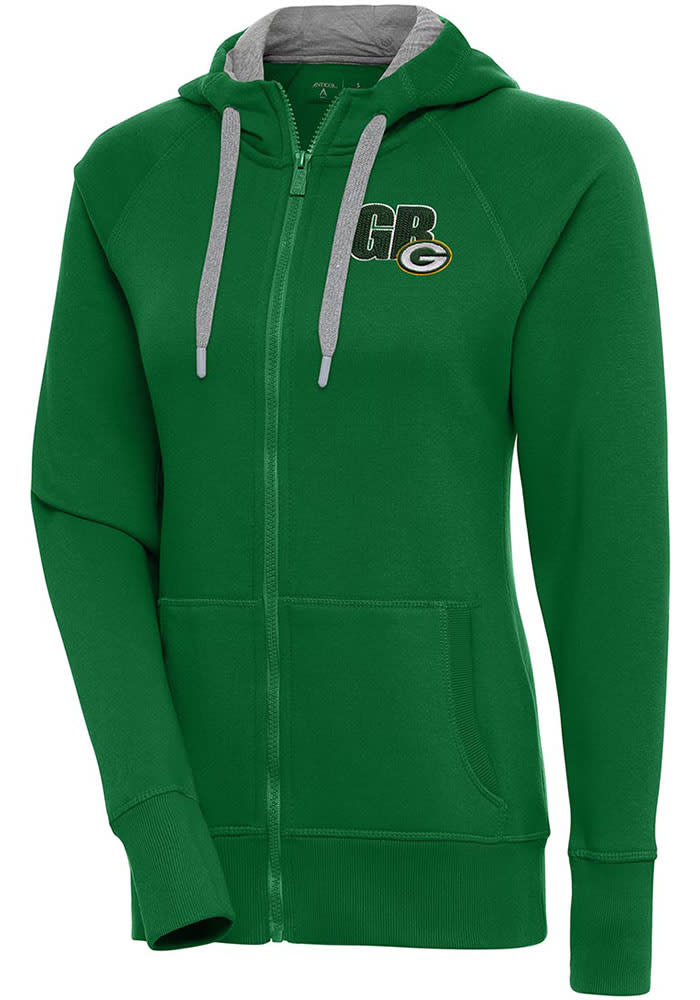 Women's Green Bay Packers New Era White Ice-Dye Full-Zip Hoodie