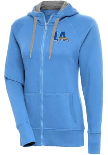 Antigua Los Angeles Chargers Womens Light Blue Victory Long Sleeve Full Zip Jacket
