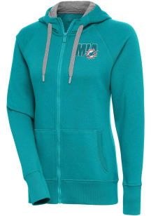 Antigua Miami Dolphins Womens Teal Victory Long Sleeve Full Zip Jacket