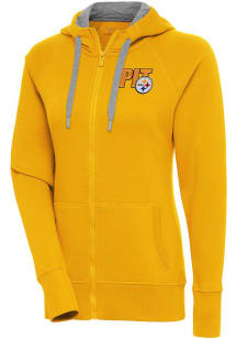 Antigua Pittsburgh Steelers Womens Gold Victory Long Sleeve Full Zip Jacket
