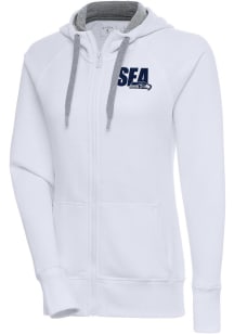 Antigua Seattle Seahawks Womens White Victory Long Sleeve Full Zip Jacket
