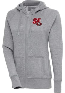 Antigua San Francisco 49ers Womens Grey Victory Long Sleeve Full Zip Jacket