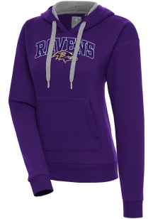 Antigua Baltimore Ravens Womens Purple Chenille Logo Victory Long Sleeve Pullover