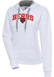 Antigua Chicago Bears Womens White Chenille Logo Victory Long Sleeve Pullover