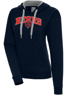 Antigua Chicago Bears Womens Navy Blue Chenille Logo Victory Long Sleeve Pullover