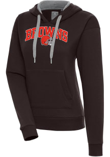 Antigua Cleveland Browns Womens Brown Chenille Logo Victory Long Sleeve Pullover