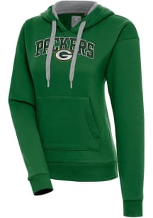Antigua Green Bay Packers Womens Green Chenille Logo Victory Long Sleeve Pullover
