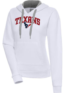 Antigua Houston Texans Womens White Chenille Logo Victory Long Sleeve Pullover