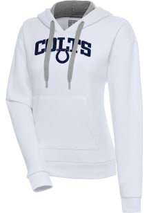Antigua Indianapolis Colts Womens White Chenille Logo Victory Long Sleeve Pullover