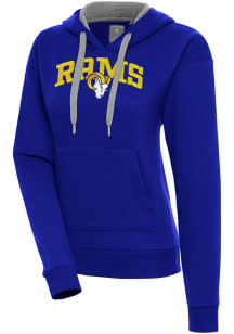 Antigua Los Angeles Rams Womens Blue Chenille Logo Victory Long Sleeve Pullover