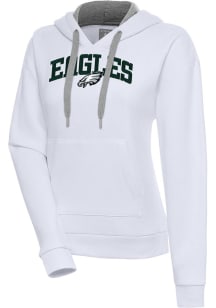 Antigua Philadelphia Eagles Womens White Chenille Logo Victory Long Sleeve Pullover