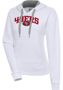 Antigua San Francisco 49ers Womens White Chenille Logo Victory Long Sleeve Pullover