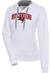 Antigua Tampa Bay Buccaneers Womens White Chenille Logo Victory Long Sleeve Pullover