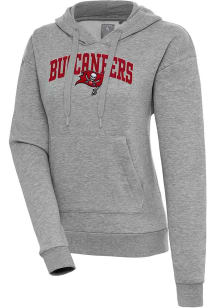 Antigua Tampa Bay Buccaneers Womens Grey Chenille Logo Victory Long Sleeve Pullover