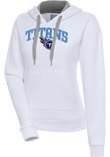 Antigua Tennessee Titans Womens White Chenille Logo Victory Long Sleeve Pullover