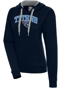 Antigua Tennessee Titans Womens Navy Blue Chenille Logo Victory Long Sleeve Pullover