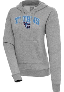 Antigua Tennessee Titans Womens Grey Chenille Logo Victory Long Sleeve Pullover
