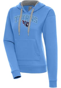 Antigua Tennessee Titans Womens Light Blue Chenille Logo Victory Long Sleeve Pullover