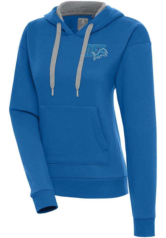 Antigua Detroit Lions Women's Blue Victory Hooded Sweatshirt, Blue, 52% Cot / 48% Poly, Size M, Rally House