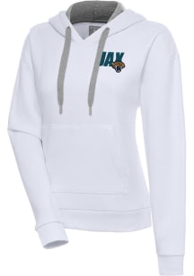 Antigua Jacksonville Jaguars Womens White Victory Hooded Sweatshirt