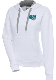 Antigua Miami Dolphins Womens White Victory Hooded Sweatshirt