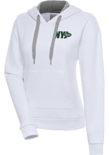 Antigua New York Jets Womens White Victory Hooded Sweatshirt