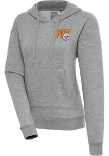 Antigua Pittsburgh Steelers Womens Grey Victory Hooded Sweatshirt