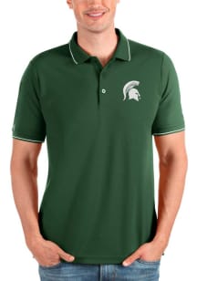 Antigua Michigan State Spartans Mens Green Affluent Short Sleeve Polo
