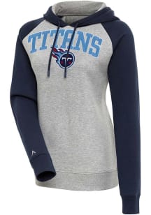 Antigua Tennessee Titans Womens Grey Chenille Logo Victory Hooded Sweatshirt