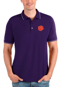 Antigua Clemson Tigers Mens Purple Affluent Short Sleeve Polo