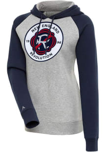 Antigua New England Revolution Womens Grey Victory Hooded Sweatshirt