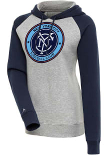Antigua New York City FC Womens Grey Victory Hooded Sweatshirt