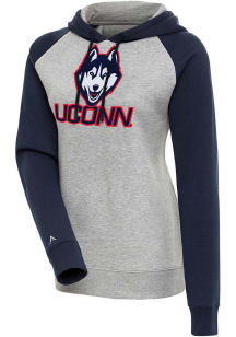Antigua UConn Huskies Womens Grey Victory Hooded Sweatshirt