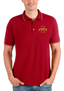 Antigua Iowa State Cyclones Mens Red Affluent Short Sleeve Polo