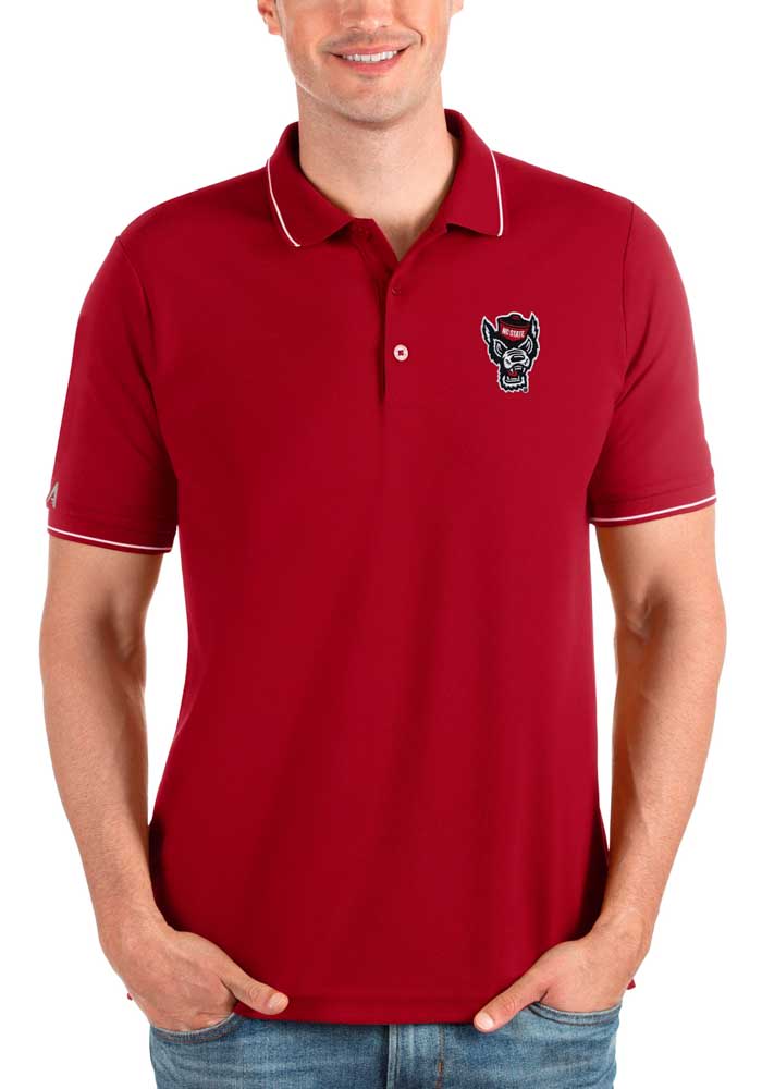 Antigua NC State Wolfpack Mens Red Affluent Short Sleeve Polo