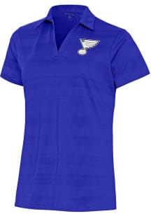Antigua St Louis Blues Womens Blue Metallic Logo Compass Short Sleeve Polo Shirt