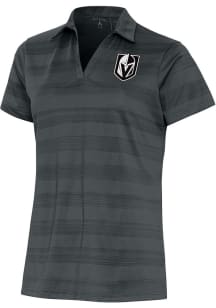 Antigua Vegas Golden Knights Womens Grey Metallic Logo Compass Short Sleeve Polo Shirt